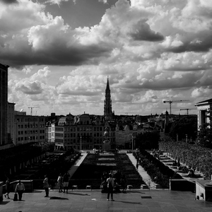 Bruxelles depuis le Mont des Arts en noir et blanc contrasté format plus alongé - Belgique  - collection de photos clin d'oeil, catégorie paysages